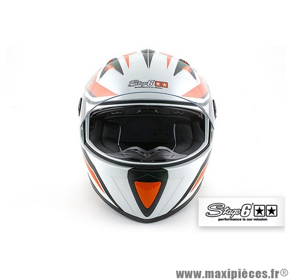 Casque Intégral Stage 6 Racing MKII taille L couleur blanc / orange