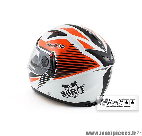 Casque Intégral Stage 6 Racing MKII taille L couleur blanc / orange
