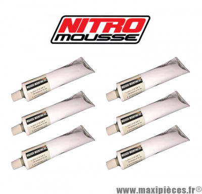 Lot de 6 Gel lubrifiant de montage NitroMousse 85g - Gel Tube spécial bib mousse Cross & Enduro * Déstockage !