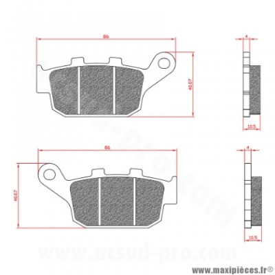 Plaquette de frein Brenta BR3073 arrière homologuée ECE R90 pour Maxi Scooter, Moto HONDA