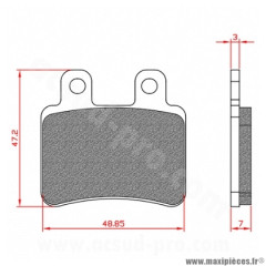 Plaquette de frein Brenta BR3048 Homologuée ECE R90 pour Mecaboite, Scooter 50cc YAMAHA, SHERCO, DERBI, PEUGEOT, BETA