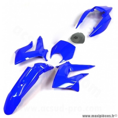 Kit carrosserie bleu brillant (6 pièces) avec trappe essence noir (2011-2017) pour Mecaboite DERBI SENDA DRD X-TREME 50 cc