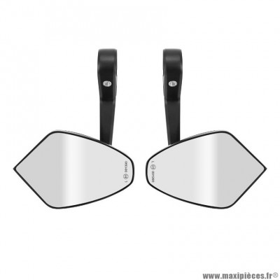 Rétroviseur moto Avoc Arkan embout de guidon alu noir avec adaptateur plastique embout 7/8 ou 1" (paire) homologué CE