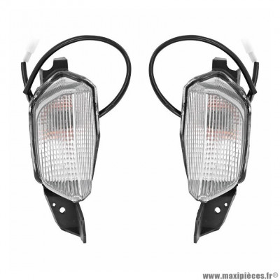 Clignotant avant gauche et droit (paire) homologué CE pour Maxi Scooter YAMAHA N-MAX 125 cc, MBK SKYCRUISER 125 cc, YAMAHA X-MAX 125 cc, X-MAX 250 cc