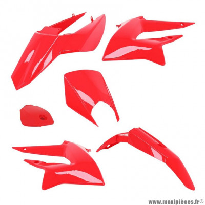 Carrosserie / Carenage Kit 6 pièces rouge brillant pour Mecaboite DERBI SENDA DRD 50cc