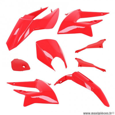 Carrosserie/Carenage Kit 8 pièces rouge brillant pour Mecaboite DERBI SENDA DRD 50cc