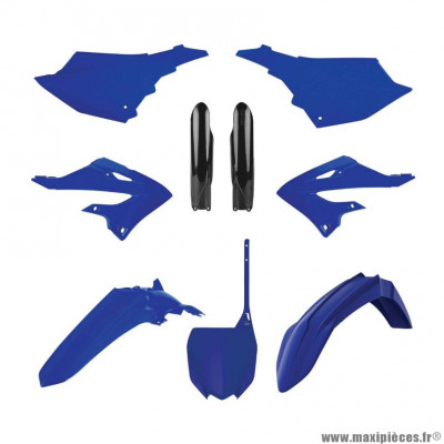 Kit plastiques Polisport carrosserie/carenage MX bleu Yam/noir 2022> (couleur OEM) 9 pièces pour Moto YAMAHA YZ 125 cc, YZ 250 cc