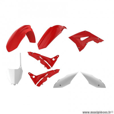 Carrosserie/Carenage Polisport MX Restyling 2002>2007 Rouge/Blanc Kit Plastiques 9 pièces pour Moto HONDA CR 250 cc, CR R 125 cc