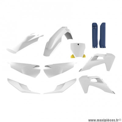 Carrosserie/Carenage Polisport MX Blanc 2019>2022 couleur OEM kit plastiques 11 pièces pour Moto HUSQVARNA FC 250 cc, FC 350 cc, FC 450 cc, TC 125 cc
