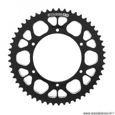 Couronne Stage 6 ALU CNC noir 420 53 dents diamètre 108/123/6.5 pour Mecaboite APRILIA SX 50cc