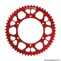 Couronne Stage 6 420 53 dents Alu CNC rouge (Diamètre couronne 108/123/6.5) pour Mecaboite APRILIA SX 50cc