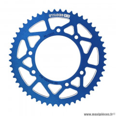 Couronne Stage6 420 53 dents Alu CNC bleu (102/124.5/8.5) pour Mecaboite DERBI SENDA DRD 50cc