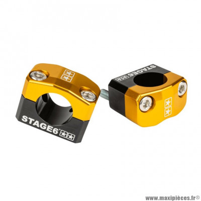 Pontet de guidon Stage6 Alu CNC universel adaptateur diam 28.6 mm noir/jaune (paire)