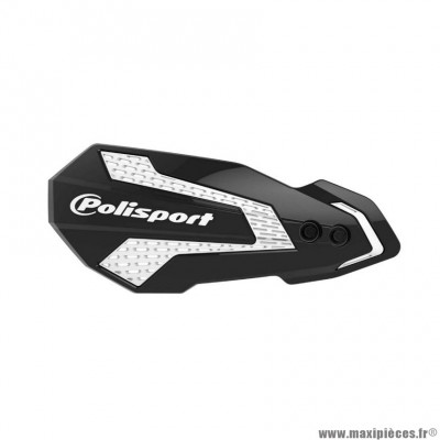 Protège main moto MX Flow Polisport noir/blanc version ouverte