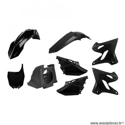Carrosserie/Carenage Polisport MX Restyling Noir 2002>2020 Kit plastiques 8 pièces pour Moto YAMAHA YZ 125 cc, YZ 250 cc