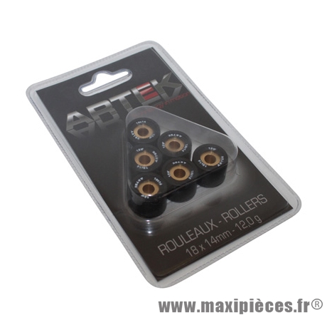GALET / ROULEAU POUR MAXISCOOTER DE MARQUE ARTEK K1 18x14 12,0g (x6) POUR SCOOTER 125 CHINOIS / PEUGEOT 125 TWEET / KYMCO 125 DINK-STREET, AGILITY / SYM 125 FIDDLE, GTS