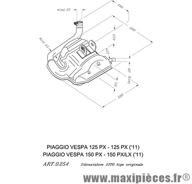 Pot d'échappement Sito Plus pour maxiscooter Vespa PX 125/150cc