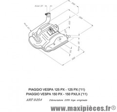 Pot d'échappement Sito Plus pour maxiscooter Vespa PX 125/150cc