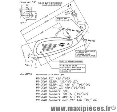 Pot d'échappement Sito Plus pour maxiscooter Piaggio-Vespa 125cc
