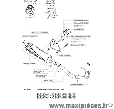 Ligne complète d'échappement Leovince Granturismo pour maxiscooter Suzuki Burgman 250/400