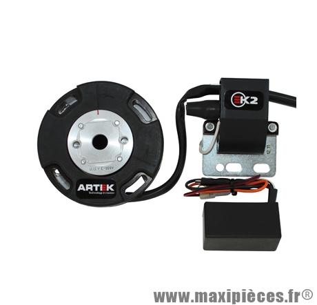 ALLUMAGE 50 A BOITE ARTEK K2 ROTOR INTERNE DIGITAL SANS DEMARREUR POUR MINARELLI 50 AM6 / MBK 50 X-POWER APRES 2003 , X-LIMIT APRES 2003 / PEUGEOT 50 XP6, XPS, XR6 2008>, XR7 / YAMAHA 50 TZR APRES 2003 , DTR APRES 2003