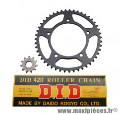 KIT CHAINE DE 50 A BOITE POUR: APRILIA 50 RS 2003->2005 420 11x47 (ALESAGE 102mm) DE TYPE ORIGINE -DID-