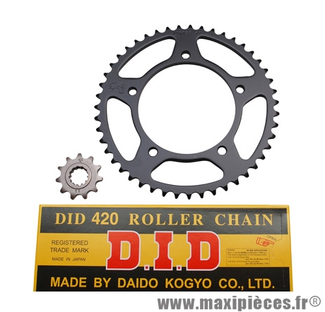 KIT CHAINE DE 50 A BOITE POUR: APRILIA 50 RS 2003->2005 420 11x47 (ALESAGE 102mm) DE TYPE ORIGINE -DID-