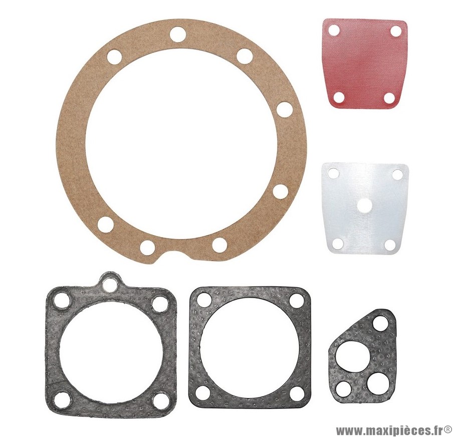 POCHETTE JOINT MOTEUR DE MOBYLETTE adaptable solex ANCIEN MODELE (6 JOINTS,MEMBRANE ROUGE) (type origine)