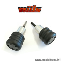 Tampons de protection noir + fixations Wiils pour Kawasaki 1000cc ZX10R de 2004-2005 (la paire) *Déstockage !