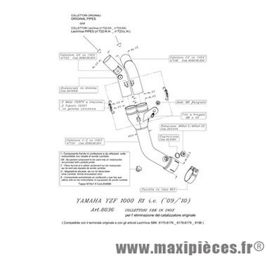 Collecteur décatalyseur SBK Leovince pour moto Yamaha YZF R1