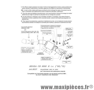 Collecteur décatalyseur SBK Leovince pour moto Honda CB1000R