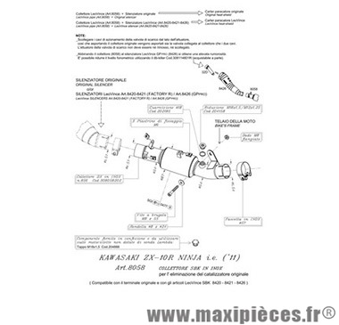 Collecteur décatalyseur SBK Leovince pour moto Kawasaki ZX10R