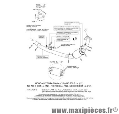 Collecteur décatalyseur SBK Leovince pour moto Honda NC700/750 et Integra