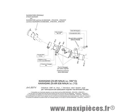 Collecteur décatalyseur SBK Leovince pour moto Kawasaki ZX-6R