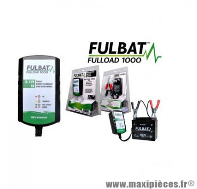 CHARGEUR POUR BATTERIE FULBAT FULLOAD 1000 - 6V / 12V 1A (POUR BATTERIE DE 2 A 20 AH)