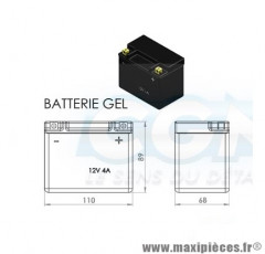 BATTERIE MOTO / SCOOT / QUAD SLA 12-4 FULBAT 12V / 5AH GEL L110 L68 H89 (YTX4LBS) - SANS ENTRETIEN