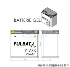 BATTERIE MOTO / SCOOT / QUAD YTZ7S FULBAT 12V 6AH GEL SANS ENTRETIEN LG113 L70 H105