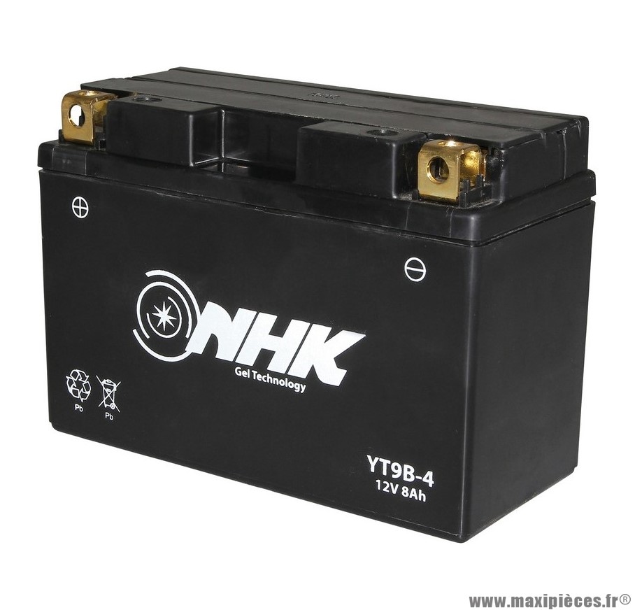 BATTERIE MOTO / SCOOT / QUAD 12V 8 Ah YT9B-4 NHK SANS ENTRETIEN GEL PRÊT A L'EMPLOI (Lg151xL70xH105)