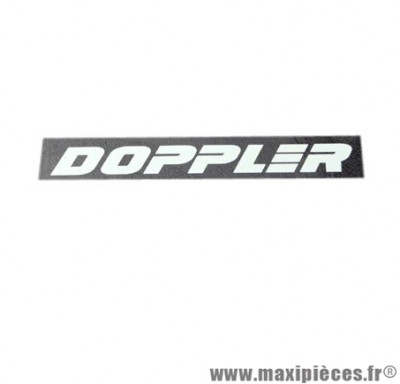 AUTOCOLLANT/STIKERS MARQUE DOPPLER BLANC 11X1.8CM FOND TRANSPARENT (X1)