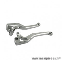 Paire de leviers TNT alu CNC silver pour scooter 50 mbk nitro / yamaha aerox / cpi gtr