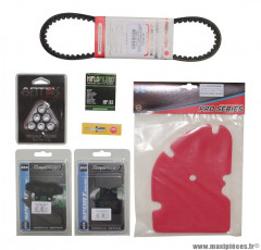 Kit entretien (bougie ngk + mousse filtre à air artein + courroie mitsuboshi + galets artek + filtre à huile hiflofiltro + plaquettes avant et arrière newfren) pour maxi scooter 125cc piaggio x8