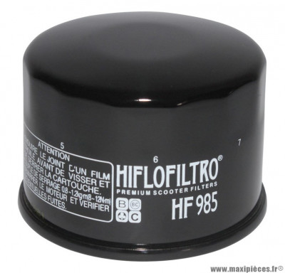 Filtre à huile Hiflofiltro HF985 (68x50mm) pièce pour Maxi-Scooter : YAMAHA 500 TMAX 2001>2011, 530 TMAX 2012>-KYMCO 500 XCITING