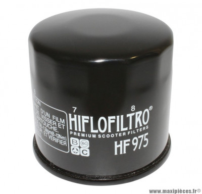 Filtre à huile Hiflofiltro HF975 (68x65mm) pièce pour Maxi-Scooter : SUZUKI 650 BURGMAN 2003>2012