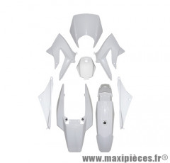Kit carrosserie (8 pièces) blanc pour moto derbi senda drd racing après 2011 / rx après 2011