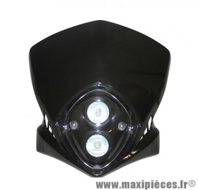 Tête de fourche Tun'r racing noir (double optique halogene 2x20w) pour moto, 50 a boite, cyclomoteur