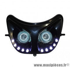 Double optique RR8 noir avec leds blanches pour 50 a boite derbi senda