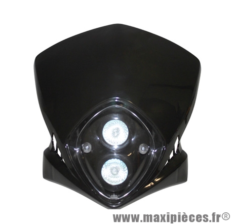 Tête de fourche Tun'r racing noir (double optique halogene 2x20w) pour moto, 50 a boite, cyclomoteur