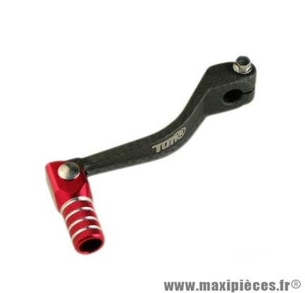 Sélecteur vitesse alu carbone mat / rouge (repliable) pour 50 a boite derbi senda euro 2/3