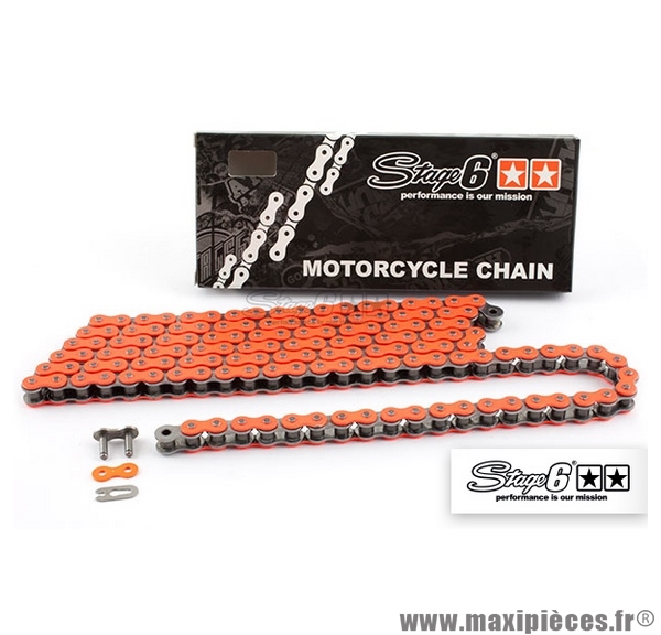 Chaîne renforcée HQ mécaboîte Stage 6 140 maillons D420, couleur Fluo Orange