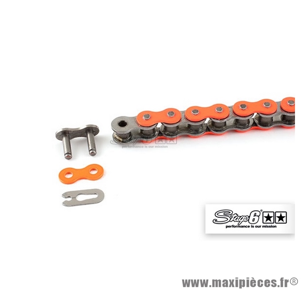 Chaîne renforcée HQ mécaboîte Stage 6 140 maillons D420, couleur Fluo Orange